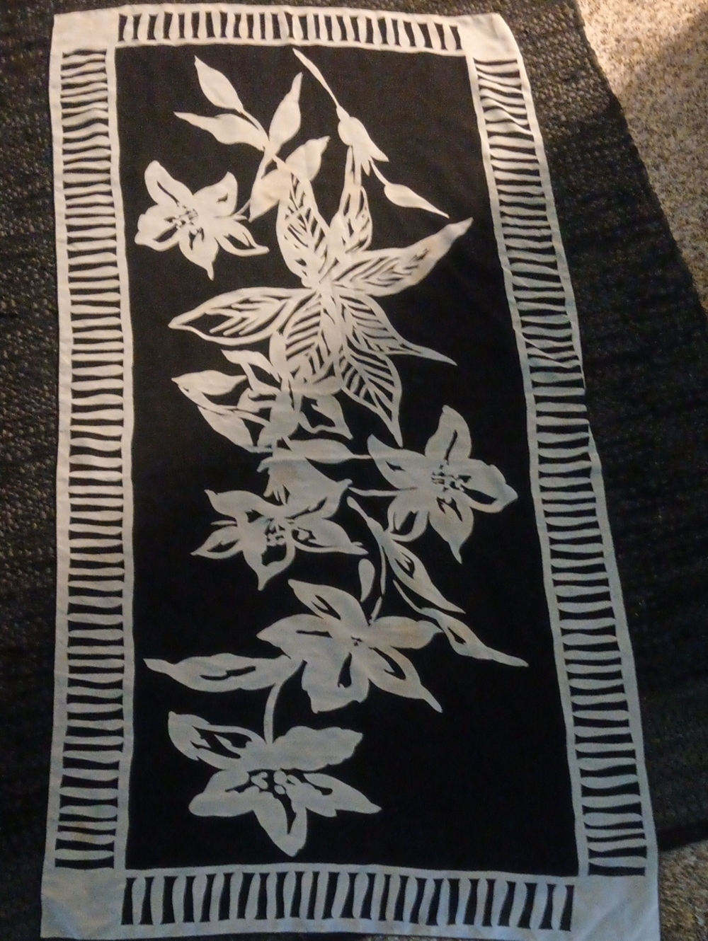 Black & White Floral Scarf / Wrap